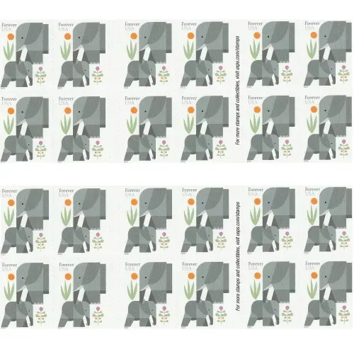 Elephants 2022 - 5 Booklets 100 Pcs Unused Stamps for Mailing